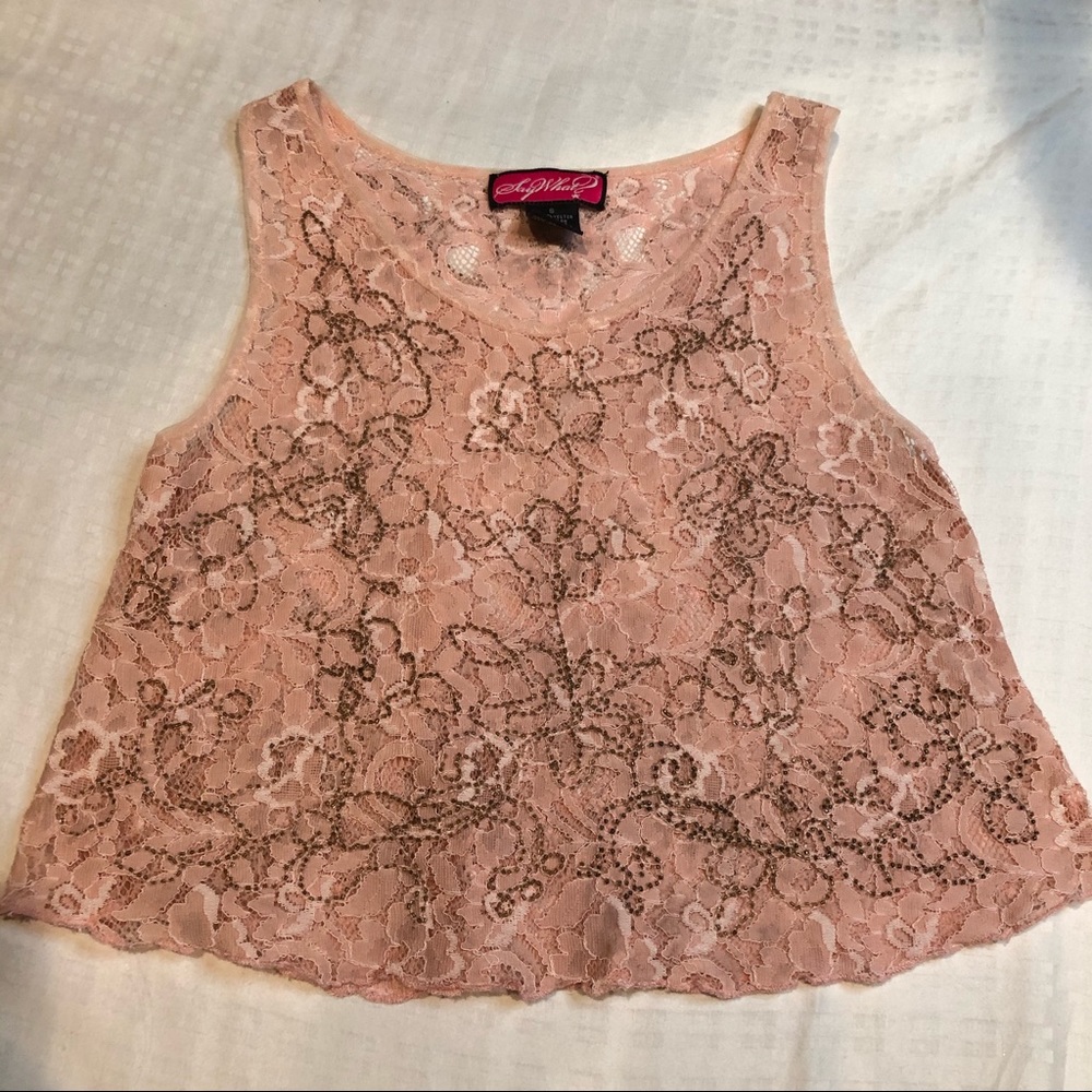 Light Pink Lace & Beaded Crop Top